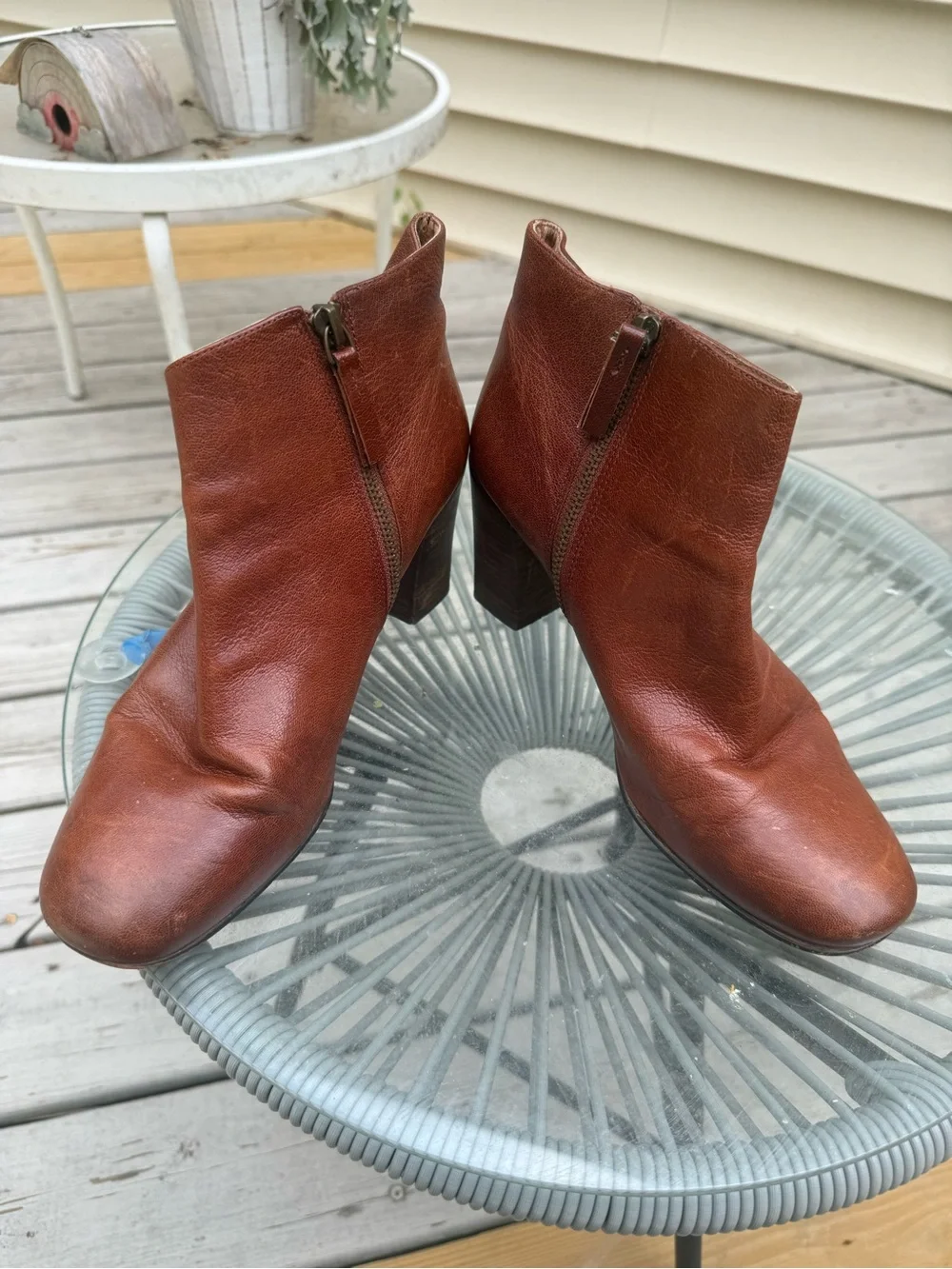 Nine West Vintage Leather Chestnut Ankle Booties